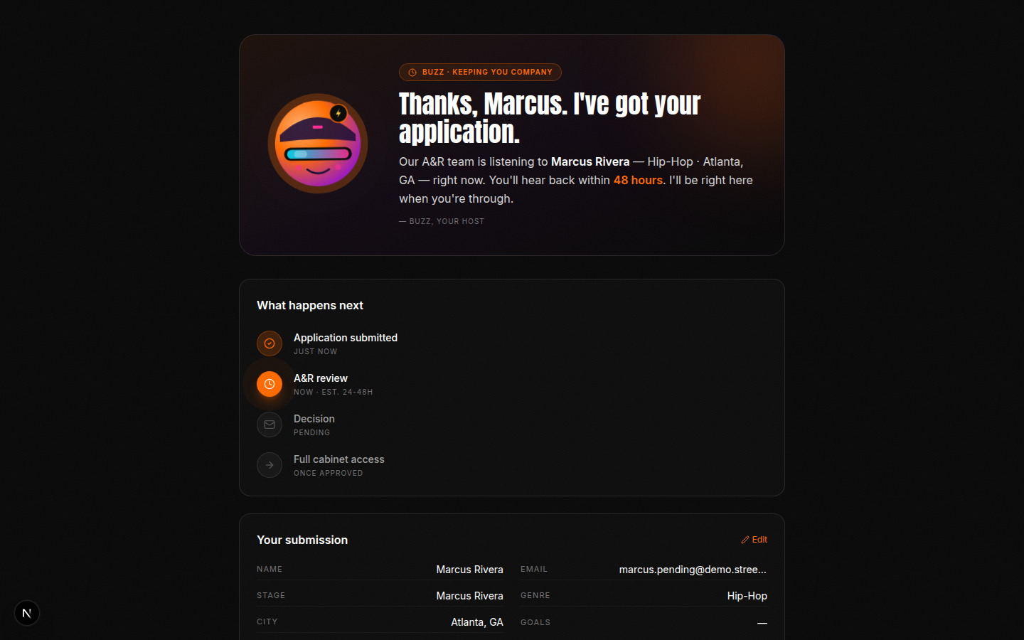 Pending state page